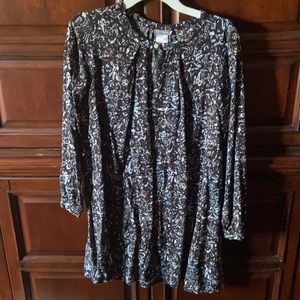 Earthbound dress, size medium, black with blue and white design.